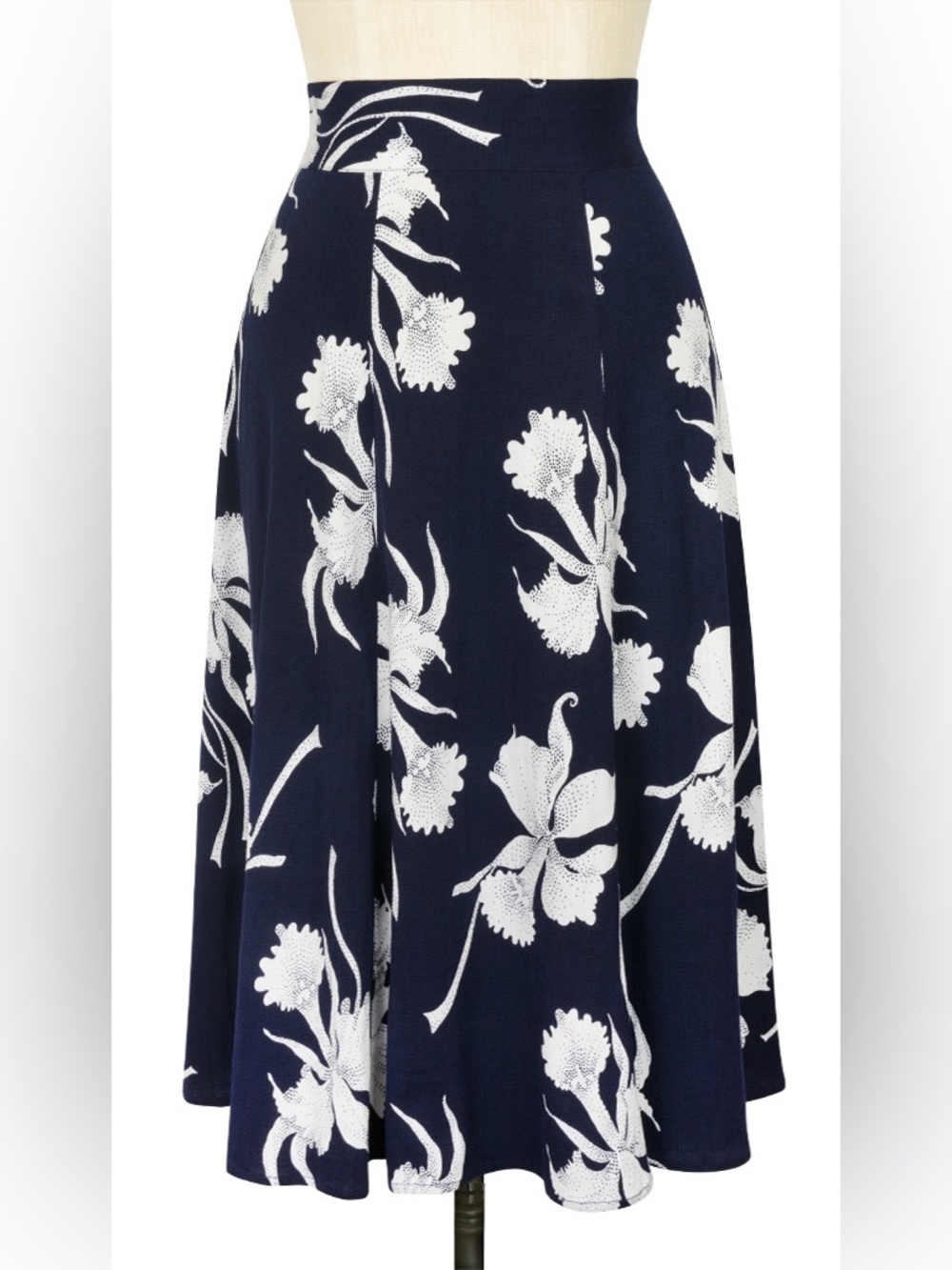 Trashy Diva Deco Daffodils navy blue and white floral skirt